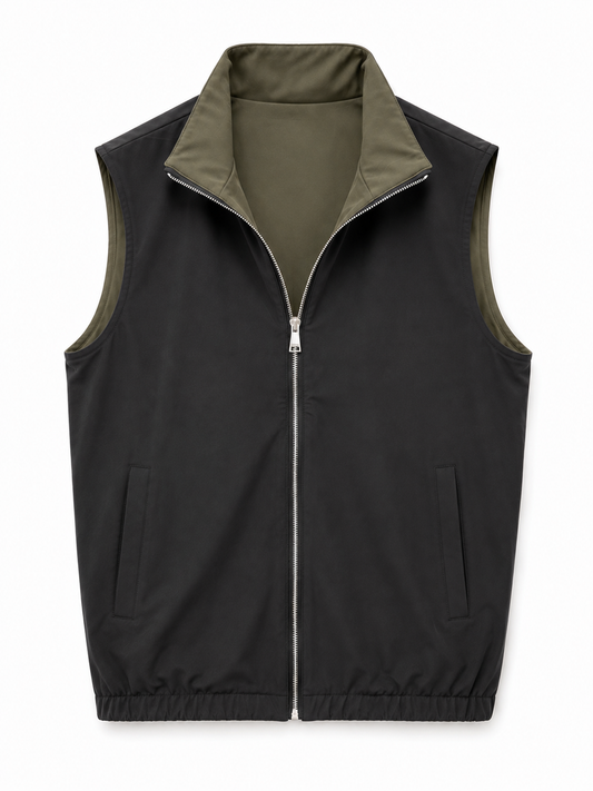 Olive Green Black Reversible Travel Gilet