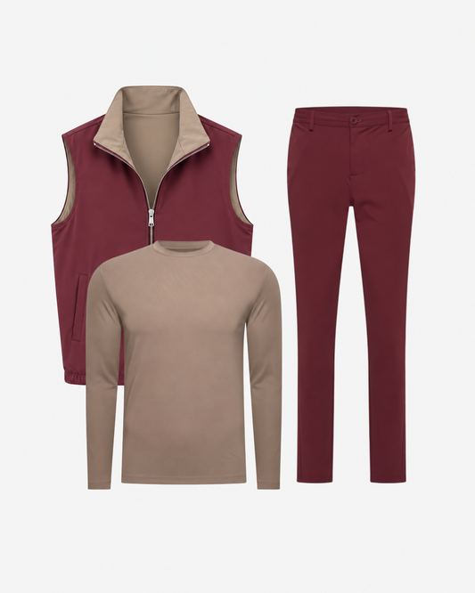Reversible Burgundy/Taupe Bundle (+ Longsleeve)