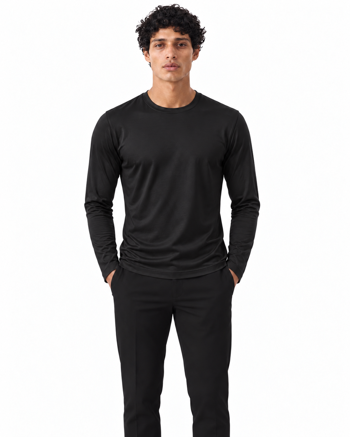 Zwarte glanzende longsleeve