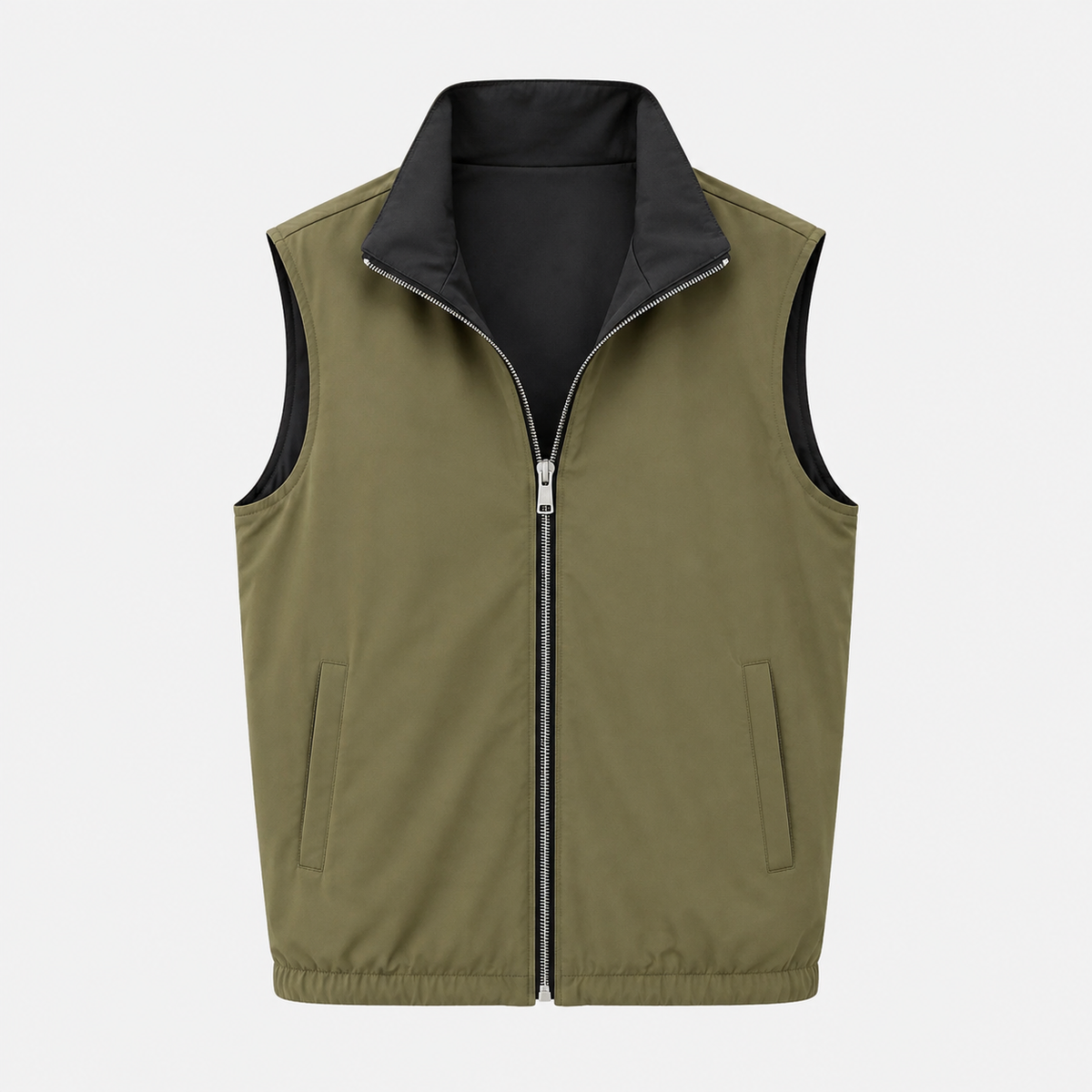 Olive Green Black Reversible Travel Gilet