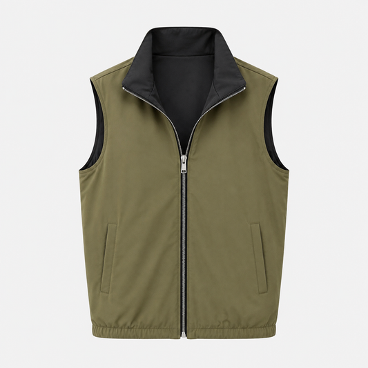 Olive Green Black Reversible Travel Gilet