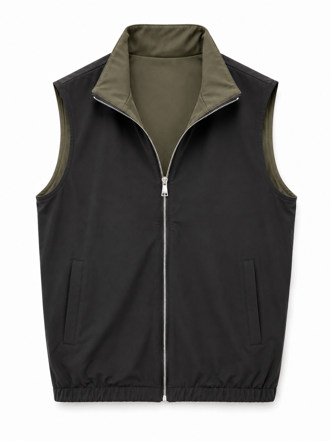 Olive Green Black Reversible Travel Gilet